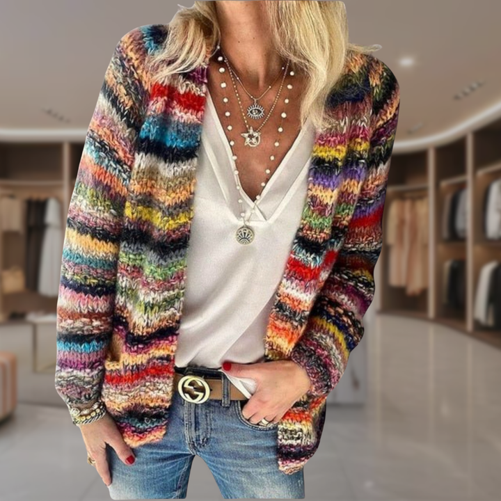 Women’s Chunky Knit Patterned Cardigan | Leia